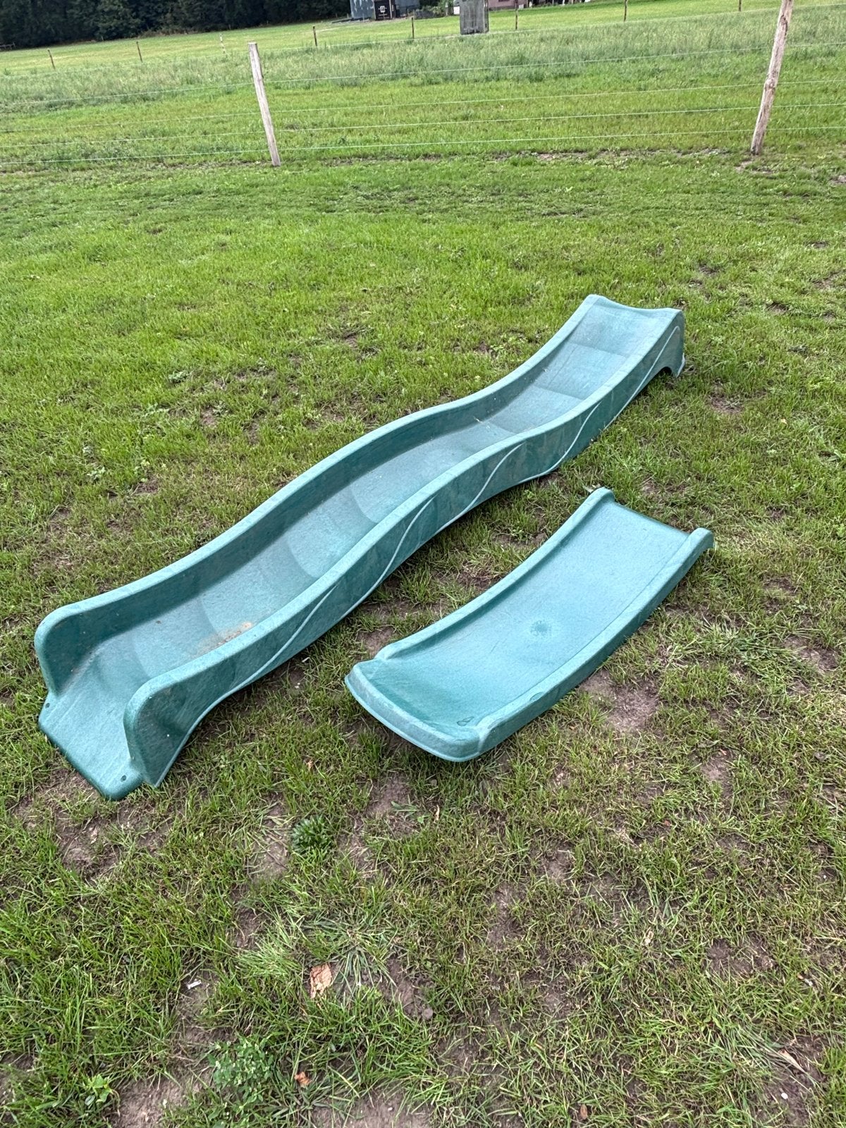 Kunststof Glijbanen Groen 290 en 150 cm, Ophalen, Gebruikt