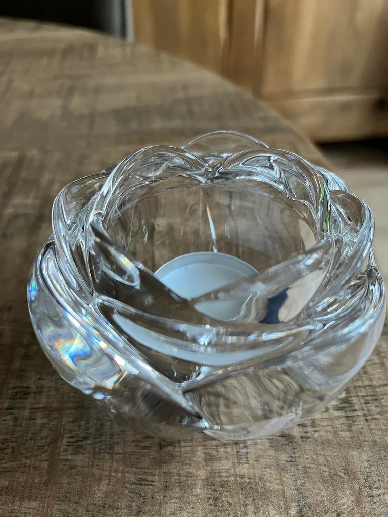 Waxinehouder kristal vorm Roos, Antiek en Kunst, Antiek | Glas en Kristal, Ophalen of Verzenden