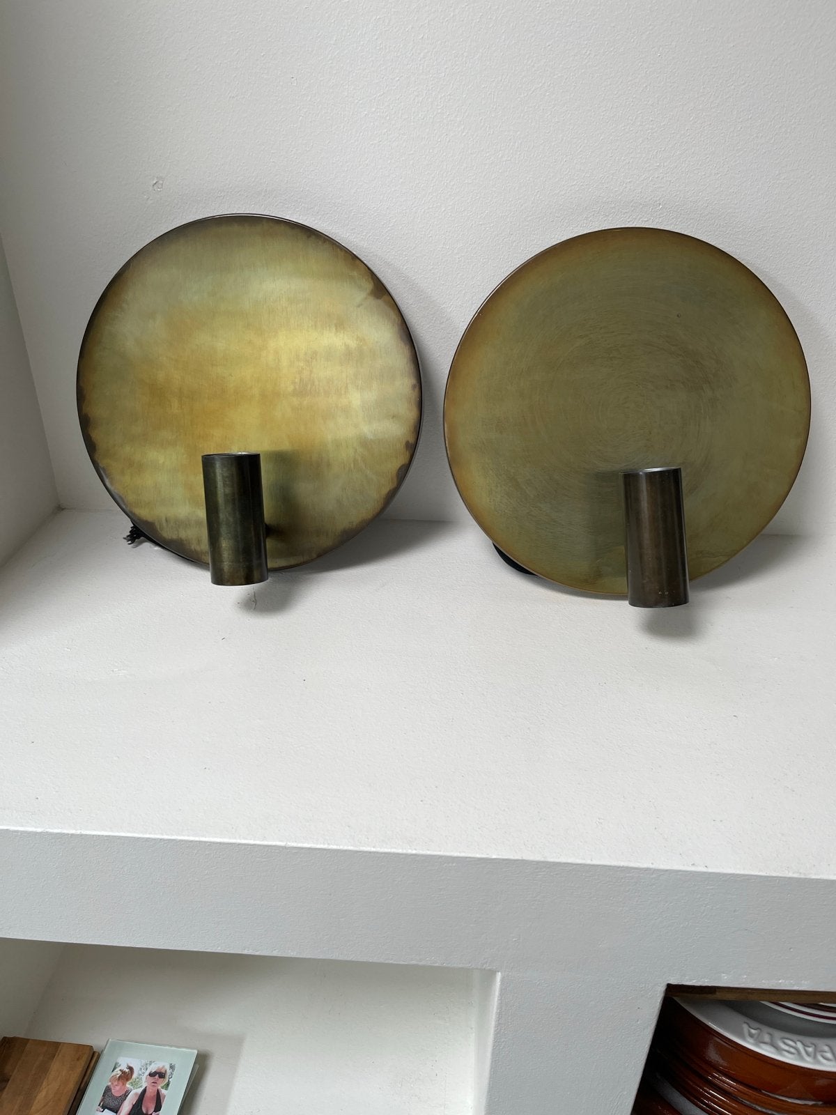 Set van 2 messing wandlampen, vintage stijl, Antiek en Kunst, Antiek | Kandelaars, Ophalen, Koper of Brons