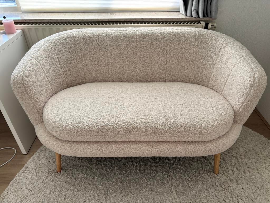 NIEUW Jysk teddy tweezits bank wit/beige, Ophalen, 75 tot 100 cm, Minder dan 150 cm, Nieuw