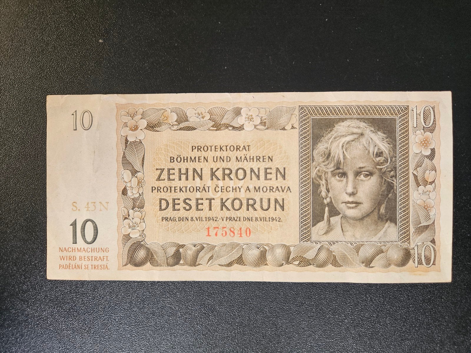 Bohemen en Moravië pick 8a 1942, Verzenden, Overige landen, Los biljet