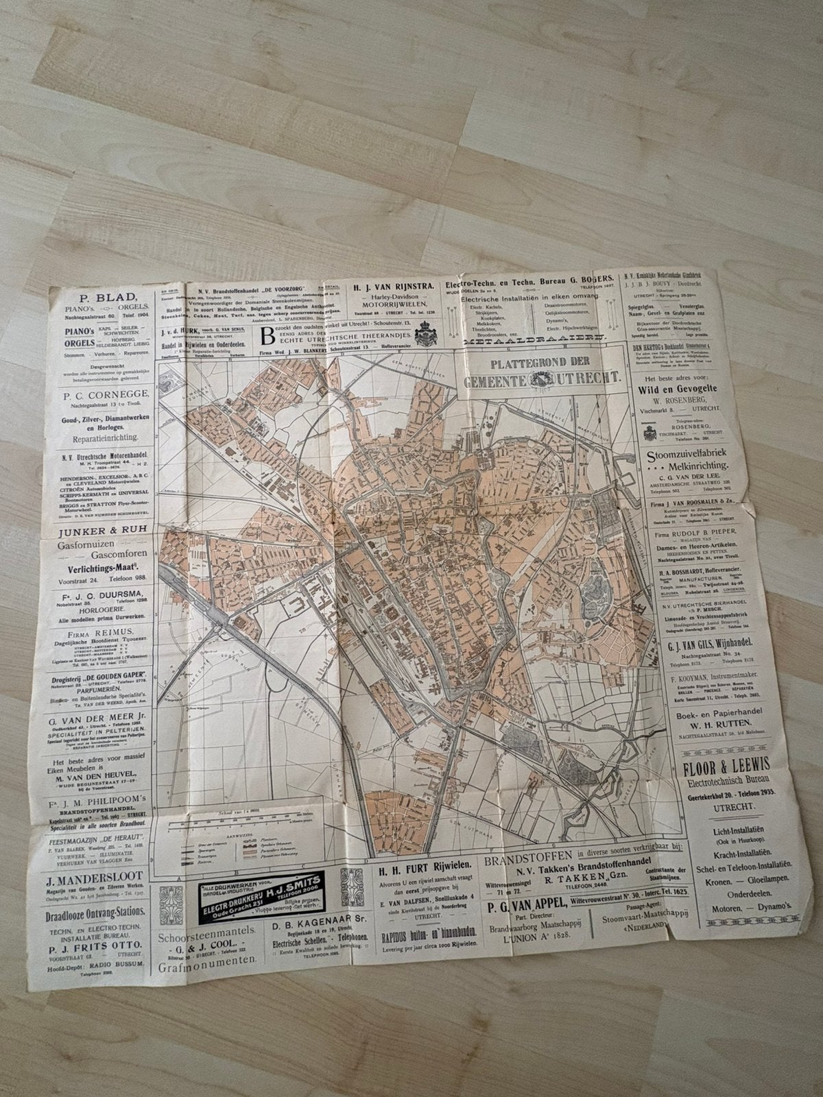 Oude plattegrond van Utrecht, Gelezen, Verzenden, Landkaart, 1800 tot 2000