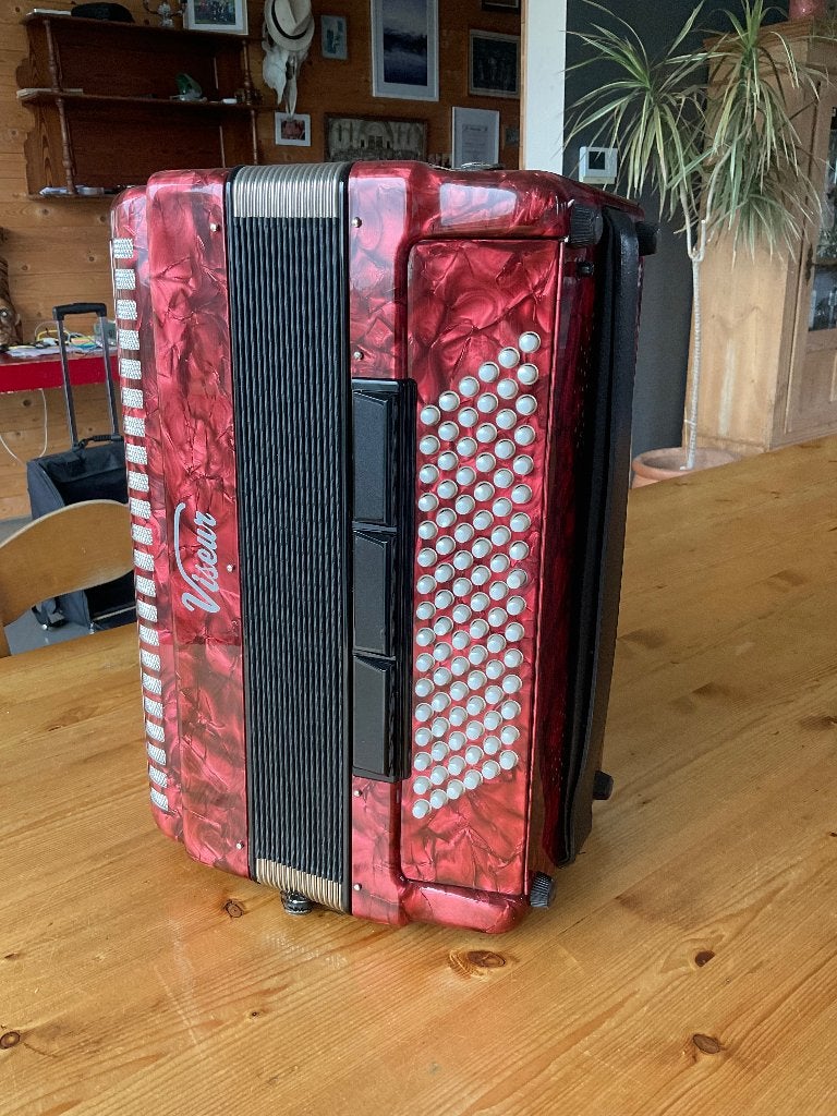 Accordeon, do op eerste rij., Muziek en Instrumenten, Gebruikt, 72-bas, Met koffer, Knopaccordeon