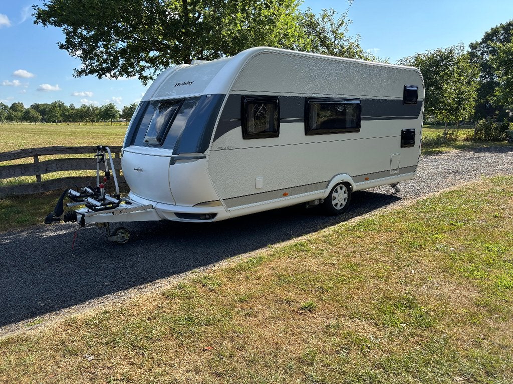 Hobby 490 KMF, stapelbed, mover, vaste THULE luifel, Hobby, Bedrijf, Treinzit, Schokbreker