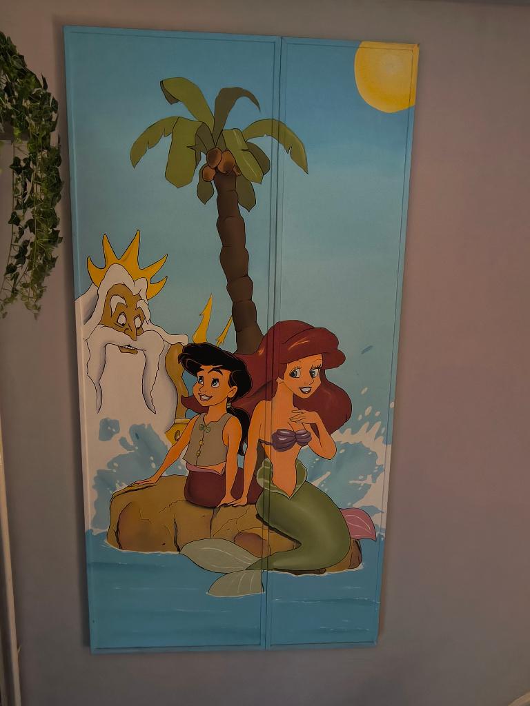 Grote schilderij  de kleine zeemeermin, Ophalen, Zo goed als nieuw, 125 cm of meer, Schilderij