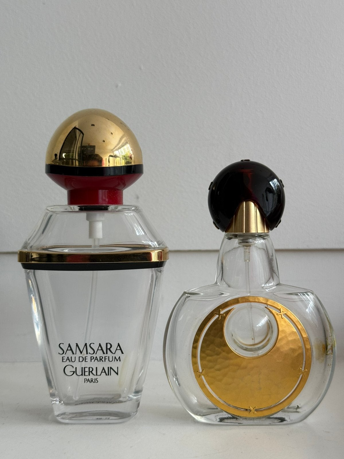 Guerlain lege parfumflessen Samsara en Mahora, Ophalen of Verzenden, Zo goed als nieuw, Parfumfles