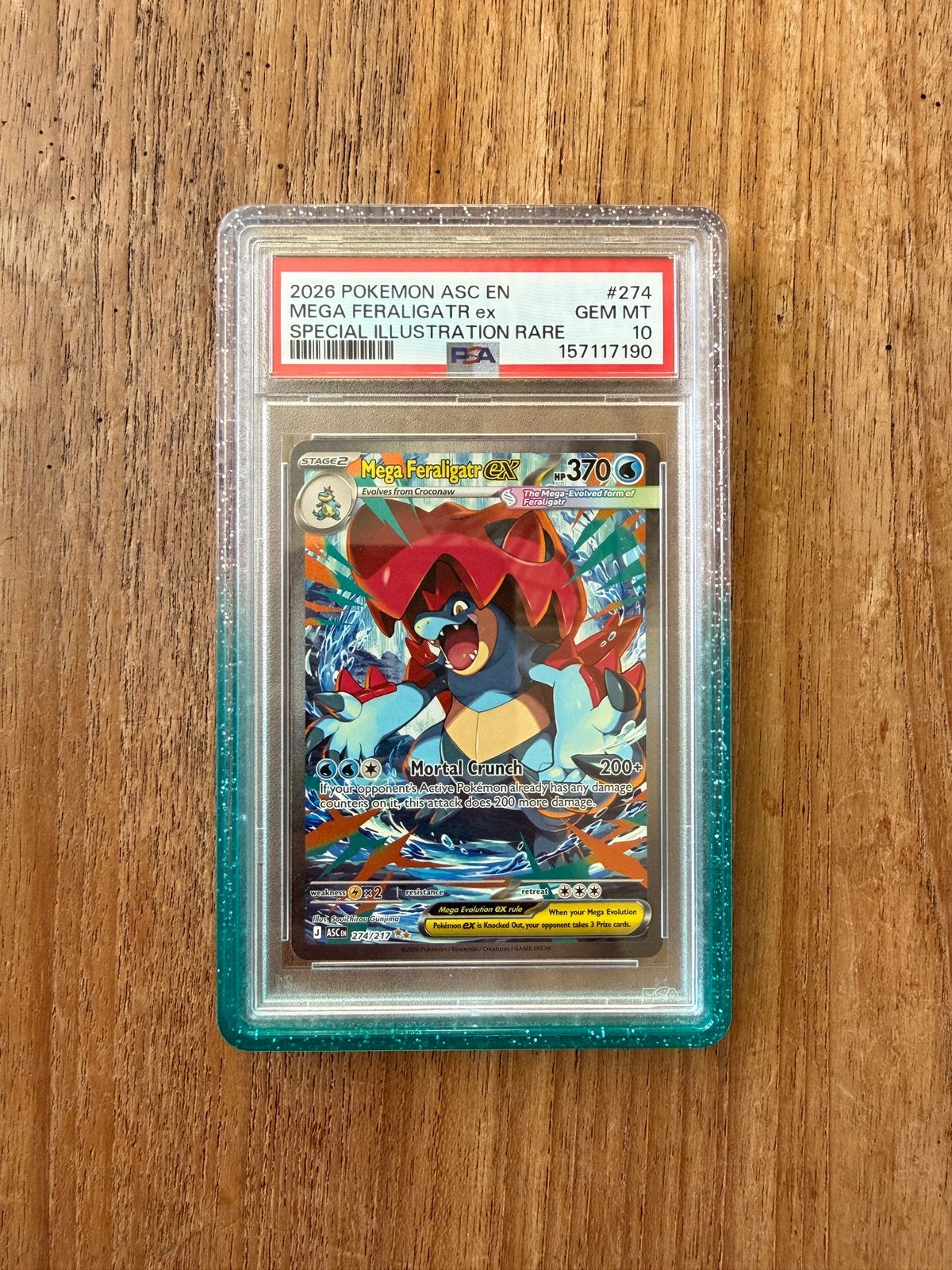 Mega Feraligatr EX 274/217 PSA10, Hobby en Vrije tijd, Ophalen of Verzenden, Nieuw, Losse kaart