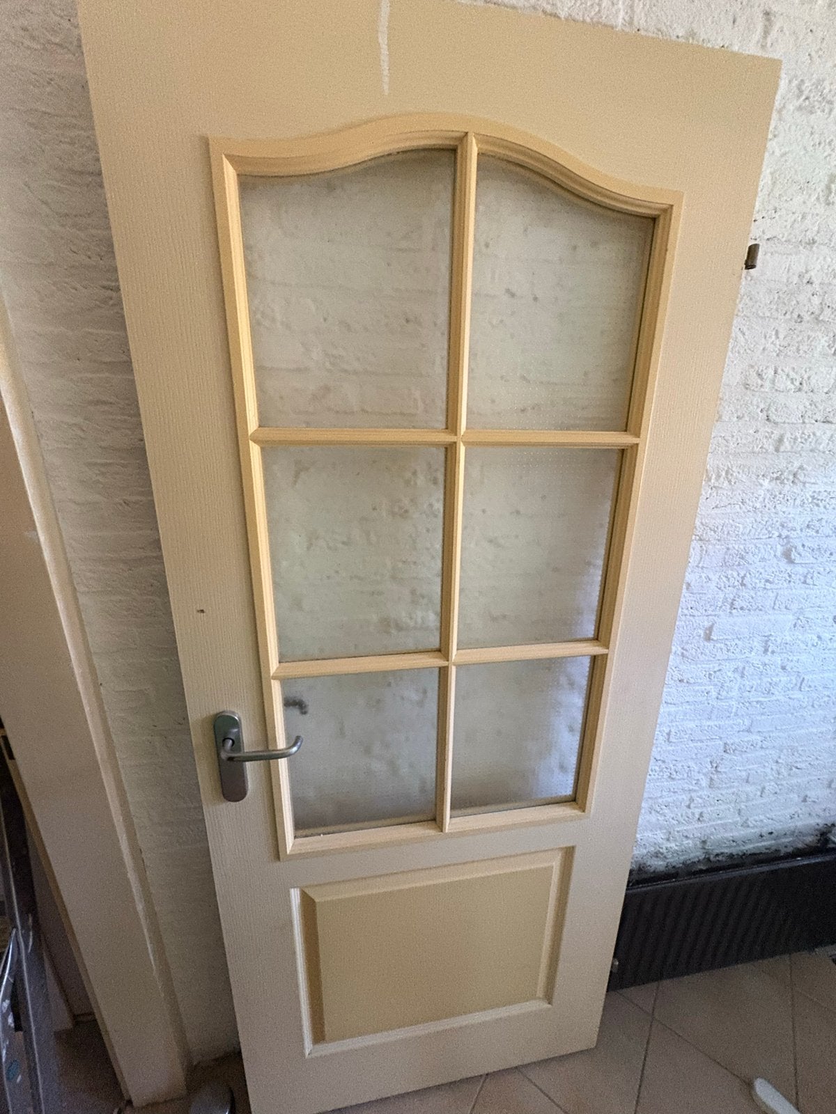 Opdekdeur met glas en paneel - Gebruikt, Ophalen, Gebruikt, 80 tot 100 cm, Binnendeur