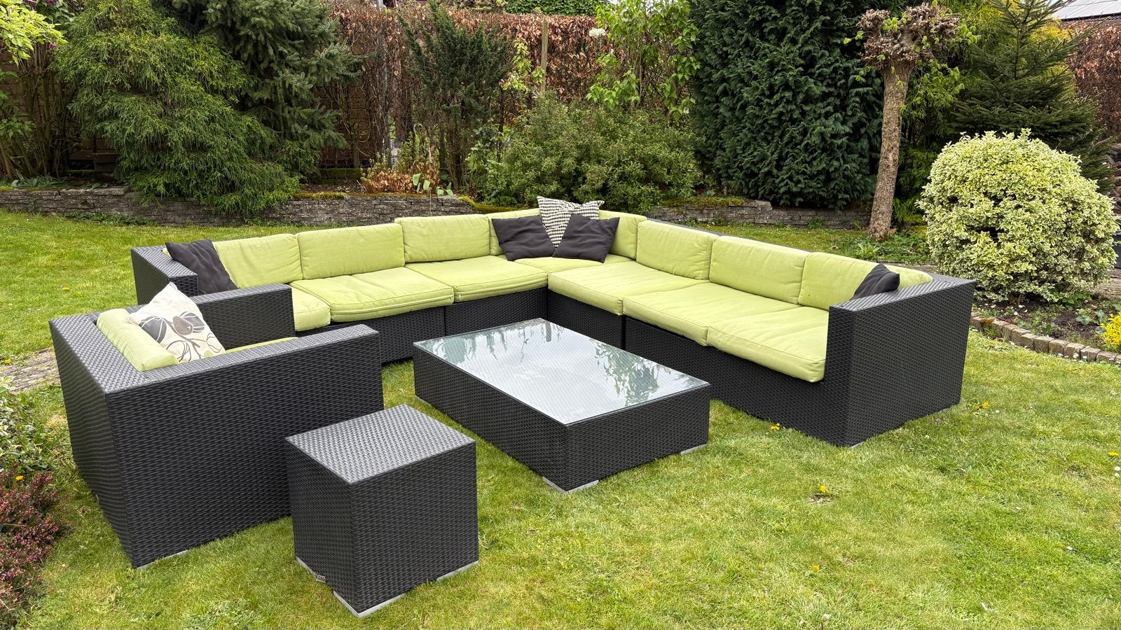Ruime loungeset met hoekbank, stoel en tafels, Ophalen, Gebruikt, Meer dan 8 zitplaatsen, Loungeset