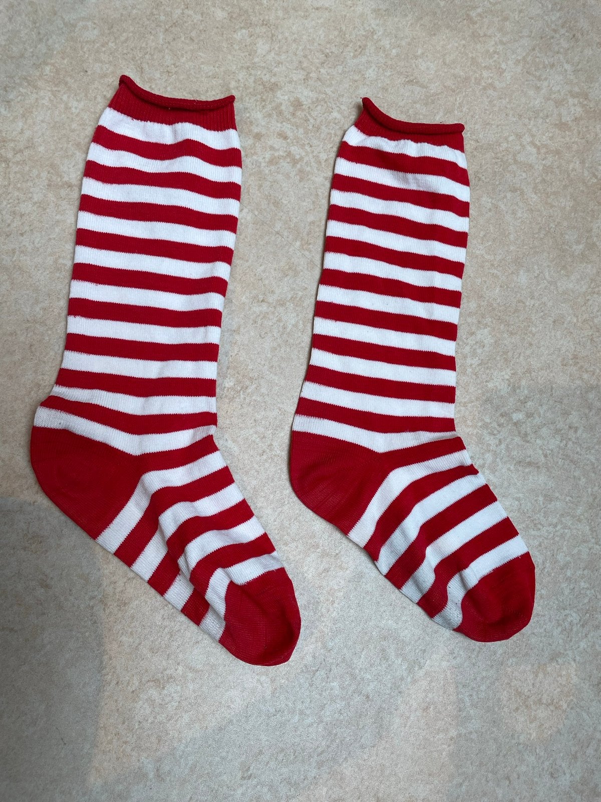 Dorus sokken rood wit gestreept carnaval mt 34 - 37, Ophalen of Verzenden, Gebruikt, 104 of kleiner, Jongen of Meisje