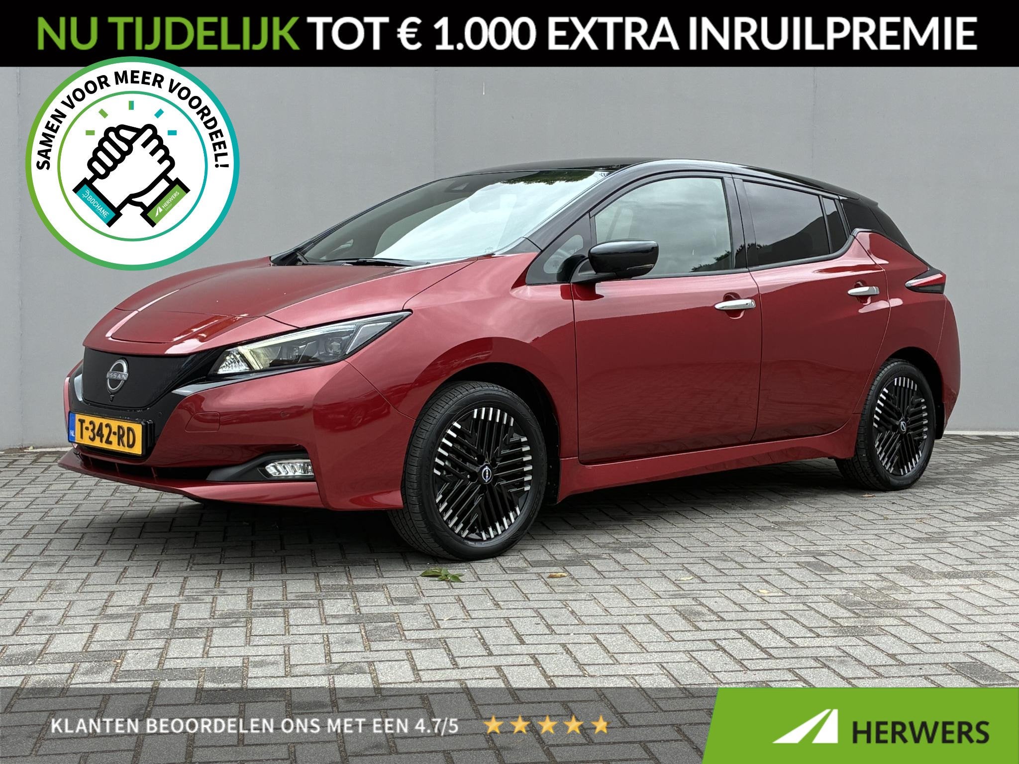 Nissan LEAF e+ Tekna 62 kWh / SOH 93% / Navigatie / Apple Ca, Auto's, Lichtsensor, 62 kWh, 385 km, Leaf