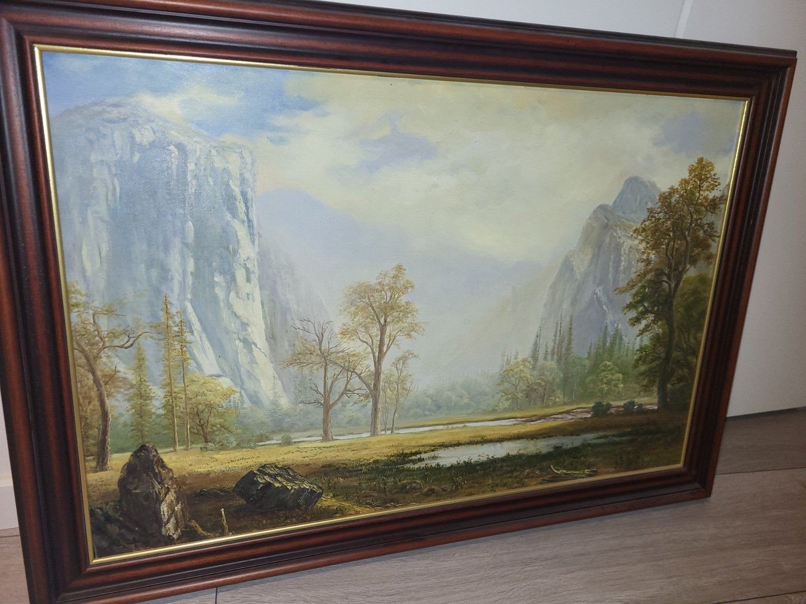 Groot Landschap Schilderij met Bergen en Water, Ophalen, Landschap, Olieverf, Klassiek
