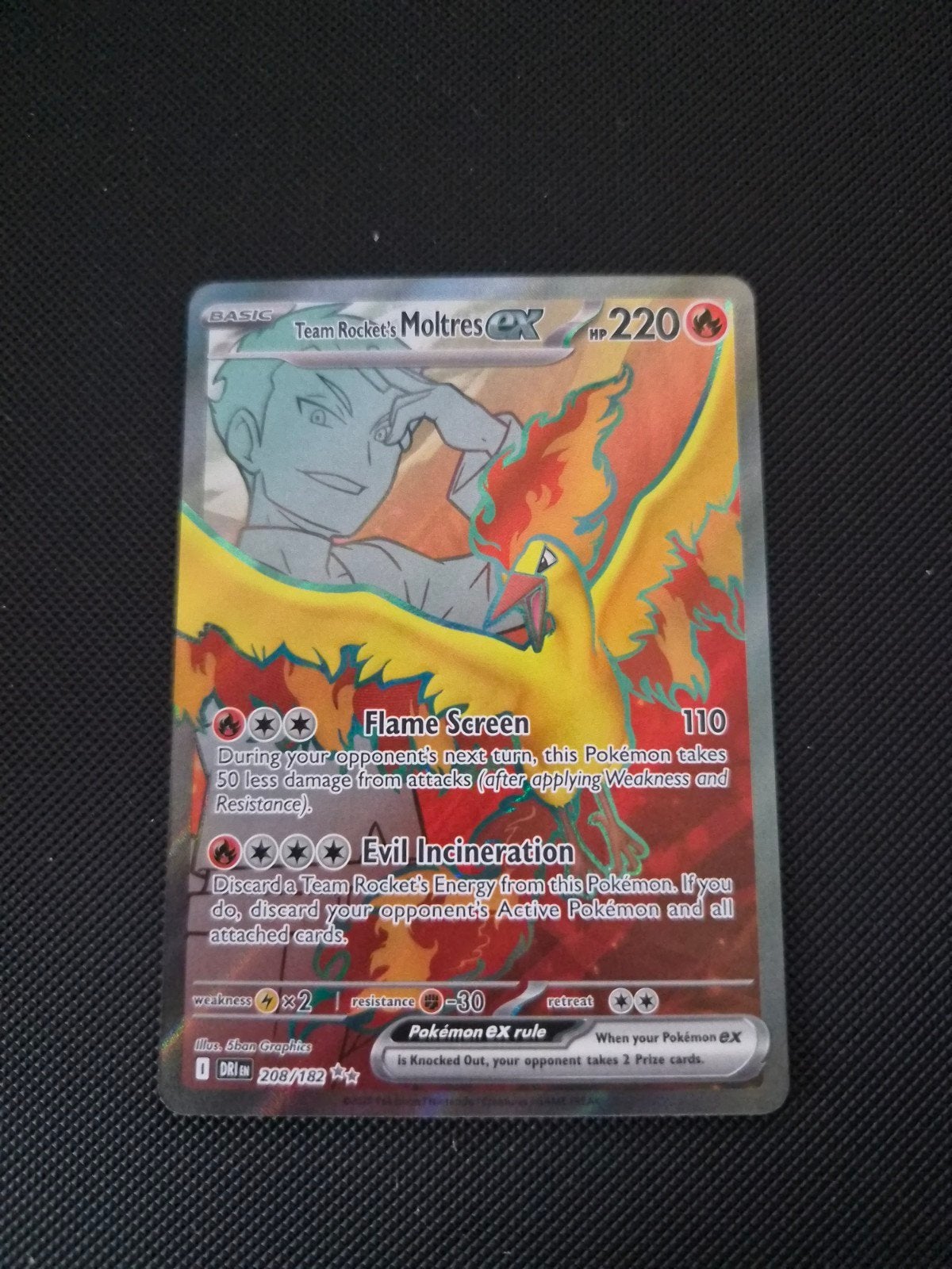 Team Rocket's Moltres EX 208/182 - Pokemon Destined Rivals, Ophalen, Nieuw, Losse kaart, Foil