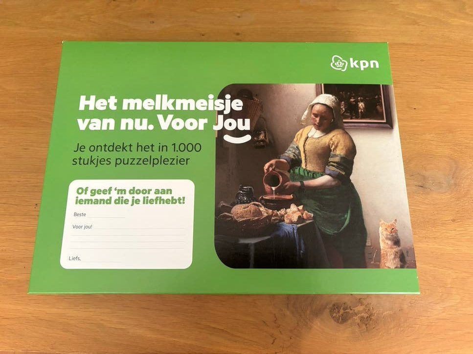 KPN Het Melkmeisje 1000 stukjes legpuzzel, Ophalen of Verzenden, 500 t/m 1500 stukjes, Nieuw, Legpuzzel