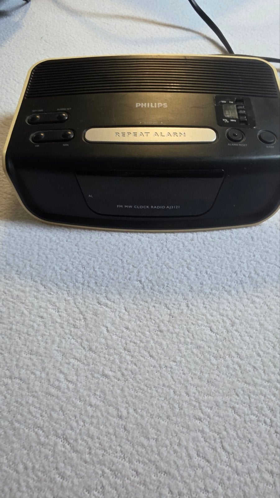 Philips AJ3121/12 Wekkerradio - Zwart/Crème, Ophalen of Verzenden, Gebruikt, Radio