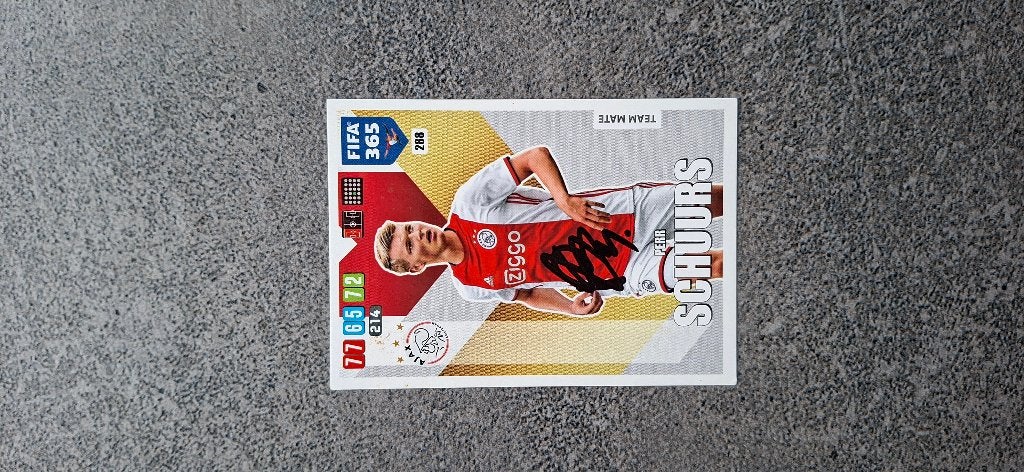 Panini Trading Card met handtekening; Perr Schuurs # Ajax, Ophalen of Verzenden, Nieuw, Ajax, Spelerskaart