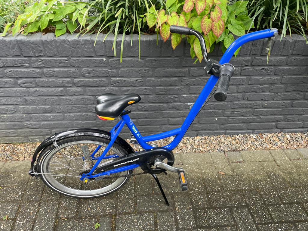 Blauwe aanhangfiets met bagagedrager, Fietsen en Brommers, Ophalen, Gebruikt, Aanhangfiets