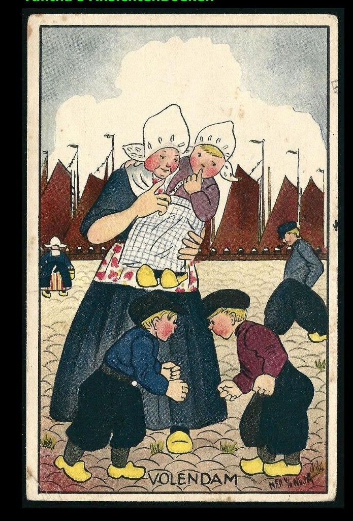 Nell vd Nw A Klederdracht Volendam U18, Ophalen of Verzenden, 1940 tot 1960, Gelopen, Klederdracht