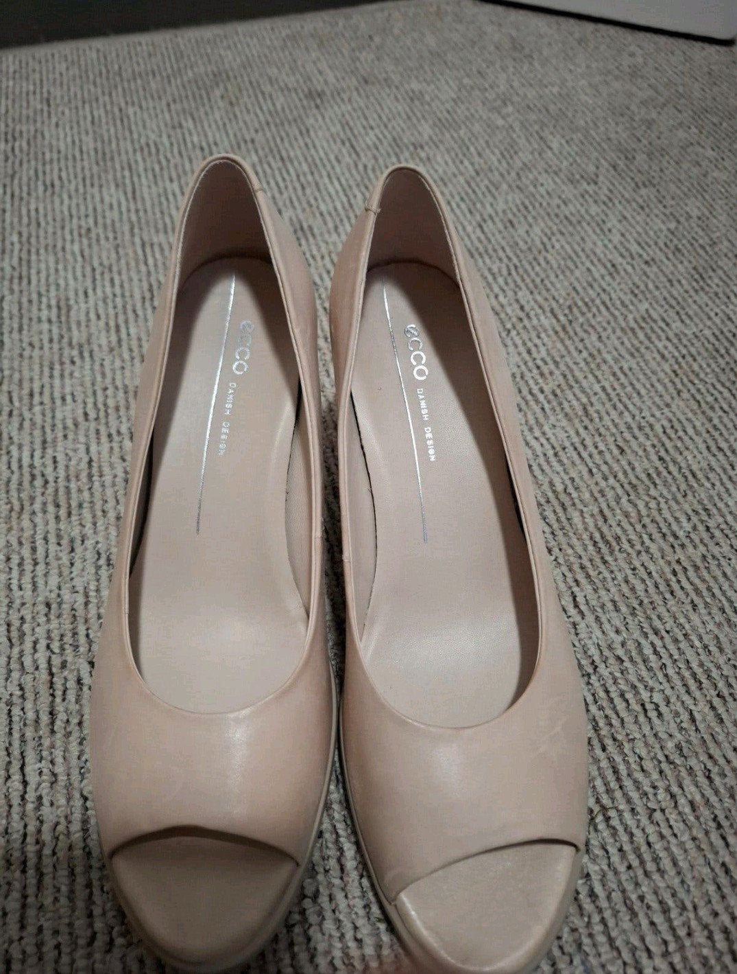 ECCO Damespumps Nude/Poederroze Leer Peep-toe Maat 39, Pumps, ECCO, Ophalen of Verzenden, Zo goed als nieuw