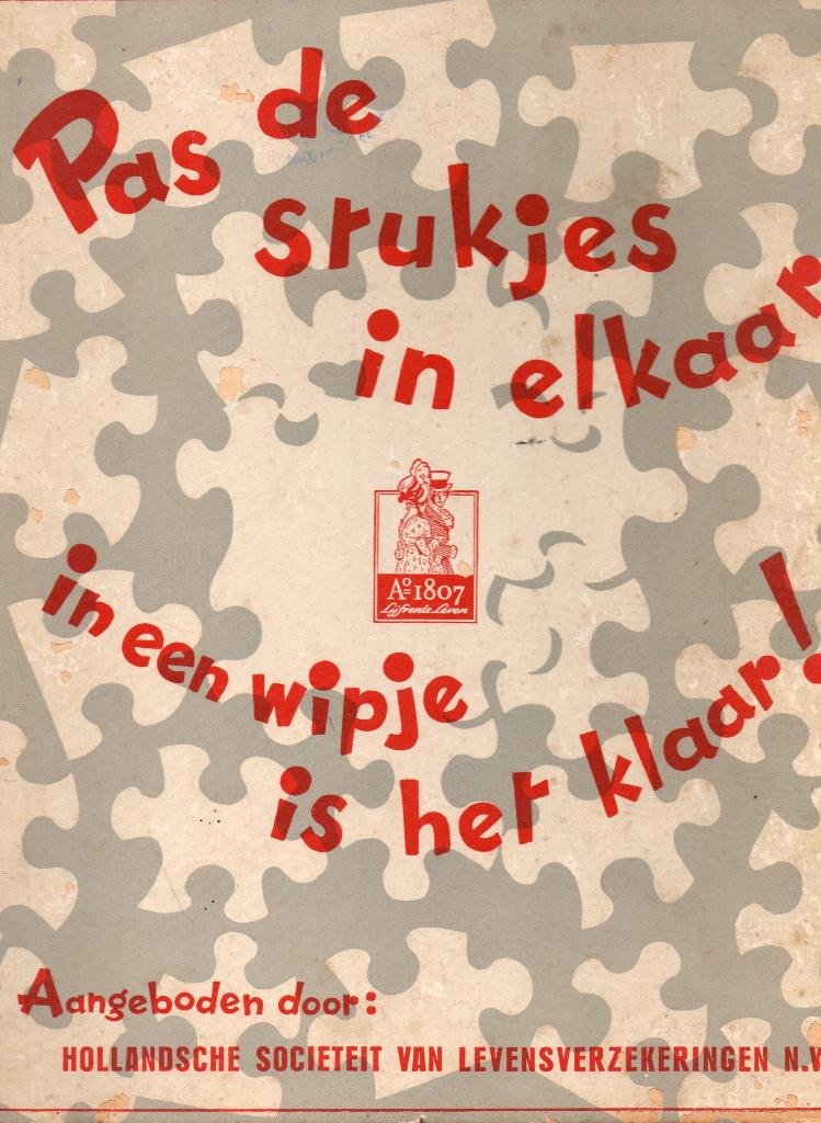 Oude Puzzel Amsterdams Straatbeeld Hollandsche Levensverz., Verzamelen, Ophalen of Verzenden, Zo goed als nieuw