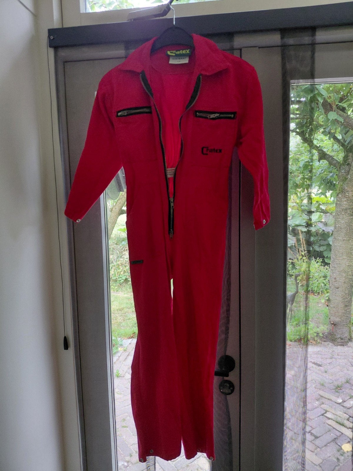 Leuke rode kinderoverall maat 128, Ophalen of Verzenden, Gebruikt, Satex, Jongen of Meisje