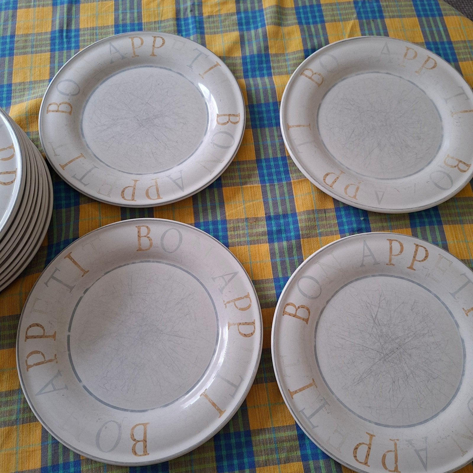 ontbijt bordjes, Ophalen, Gebruikt, Overige materialen, Beige