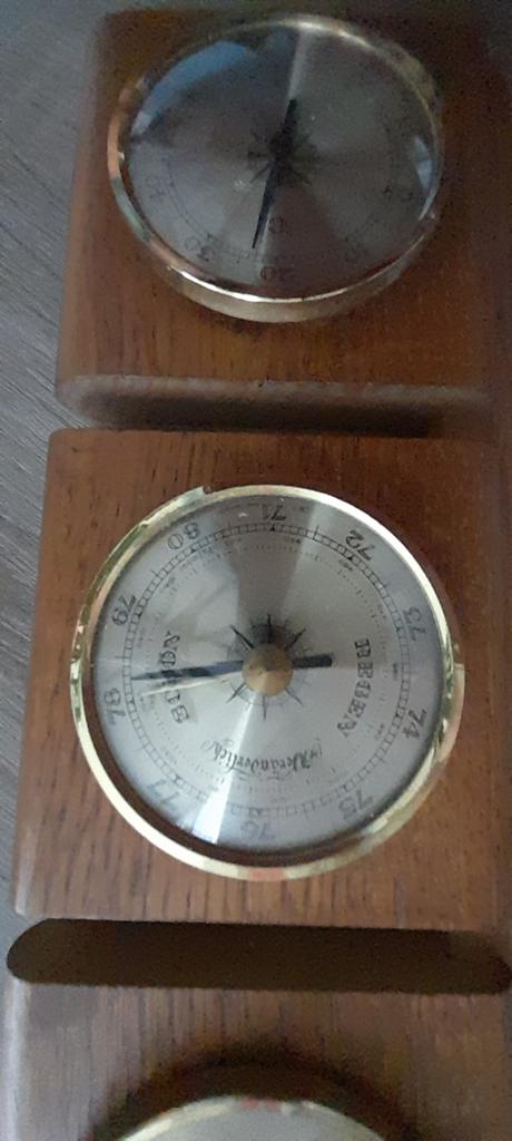Vintage Barometer/weerstation van teakhout, barom, Ophalen of Verzenden, Zo goed als nieuw, Weerstation