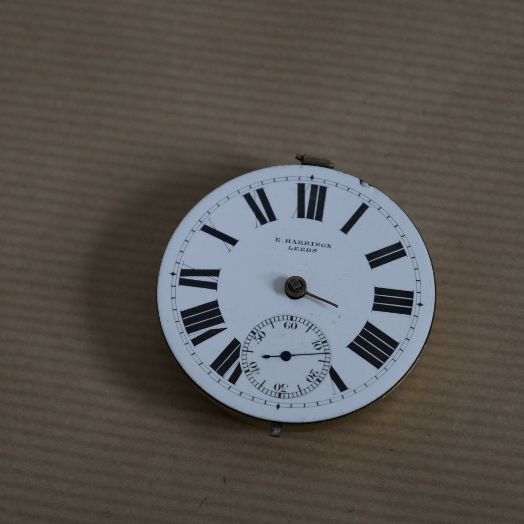 Zakhorloge uurwerk E. Harrison Leeds, Sieraden, Tassen en Uiterlijk, Horloges | Antiek, Overige merken, Zakhorloge, Staal, 1900 tot 1930