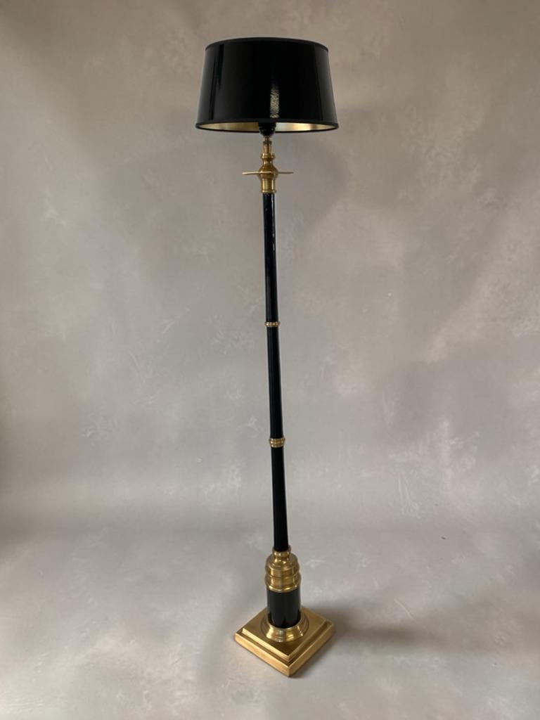 Klassieke Aura vloerlamp - Messing & Zwart gelakt hout, Antiek en Kunst, Ophalen of Verzenden