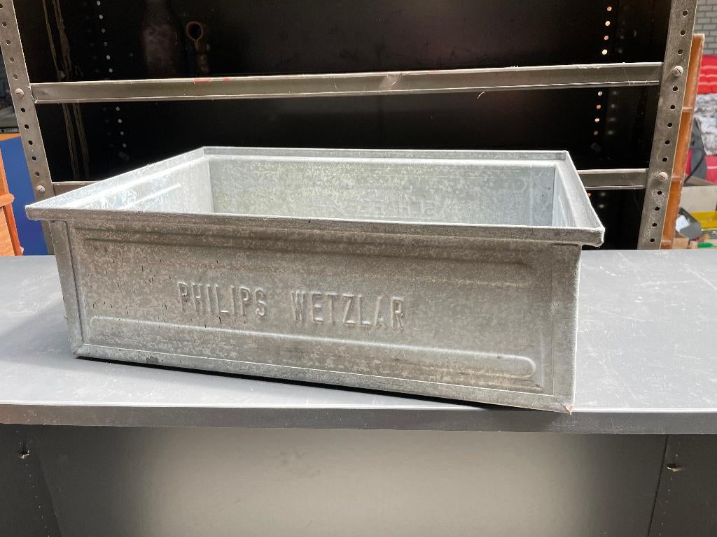 Schäfer kasten Philips Wetzlar Vintage zinken bak stapelbak, Ophalen, Gebruikt, 40 tot 60 cm, 50 tot 75 cm