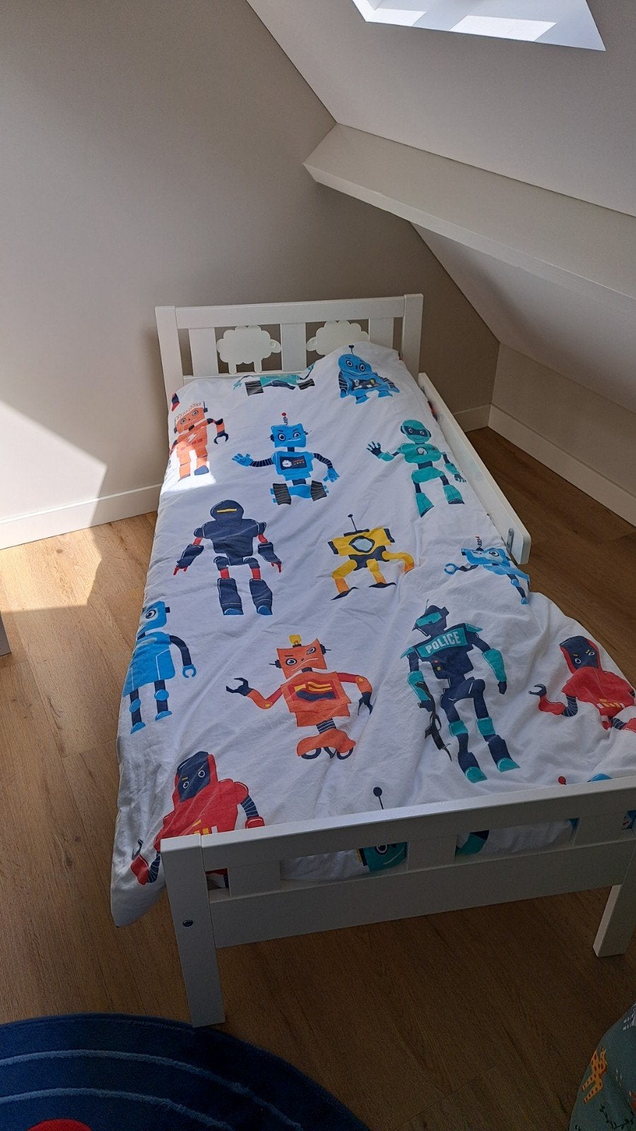 Wit kinderbed (peuterbed), Gebruikt, 70 tot 85 cm, 160 tot 180 cm, Ophalen