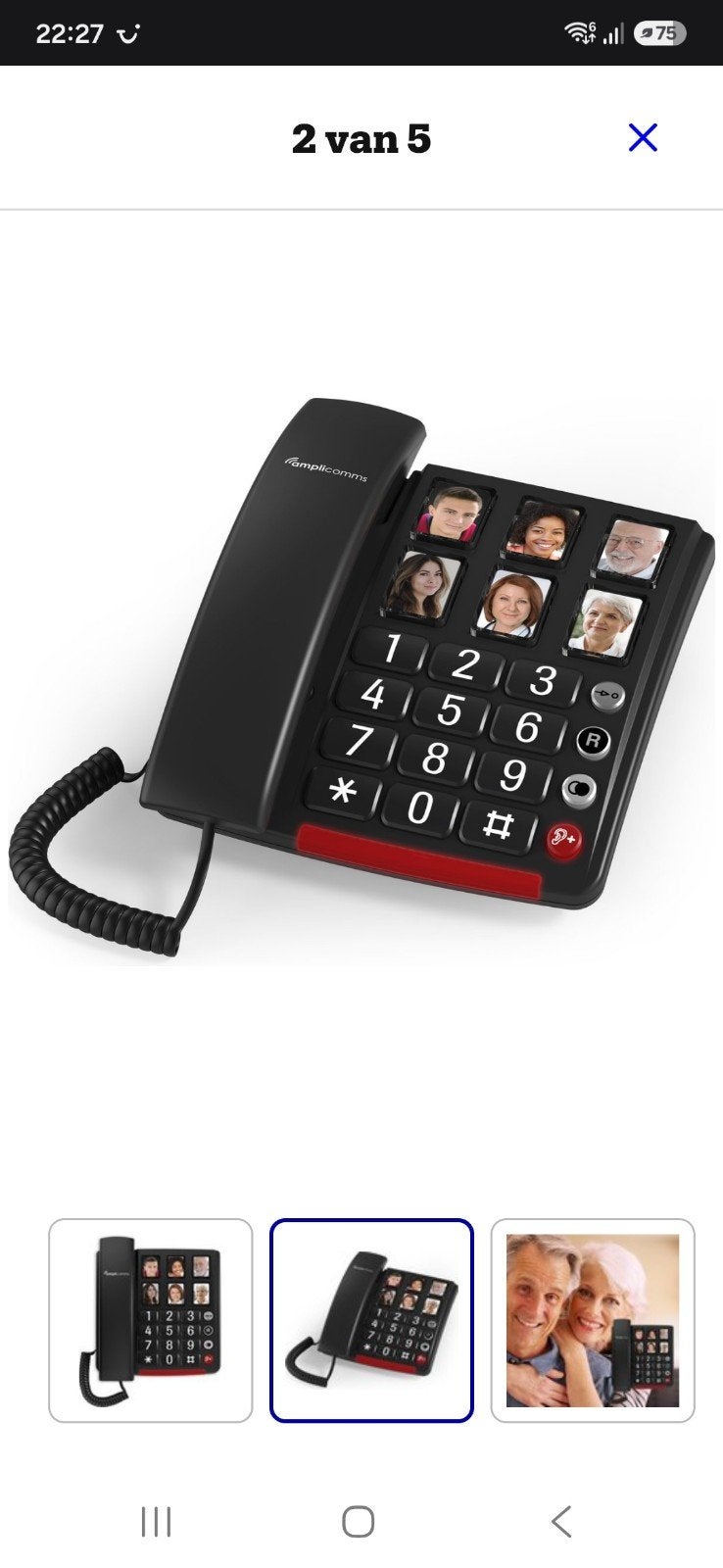 Senioren telefoon met 6 foto instelbare druktoetsen, Telecommunicatie, Vaste telefoons | Niet Draadloos, Ophalen, Zo goed als nieuw