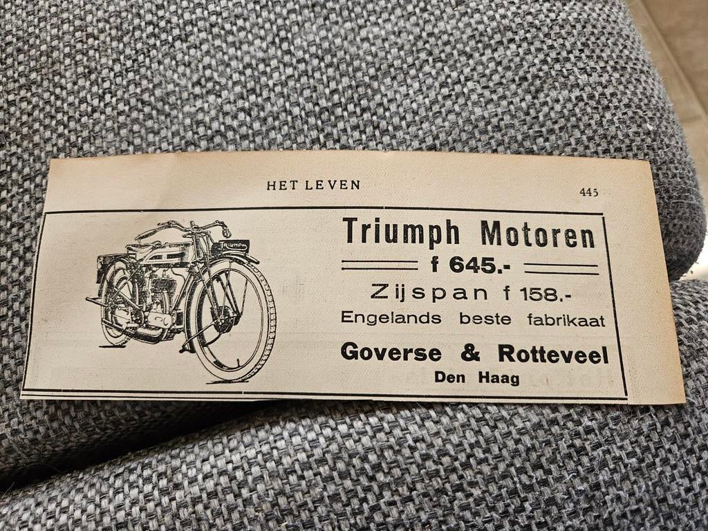 Triumph Motoren advertentie knipsel, Ophalen of Verzenden