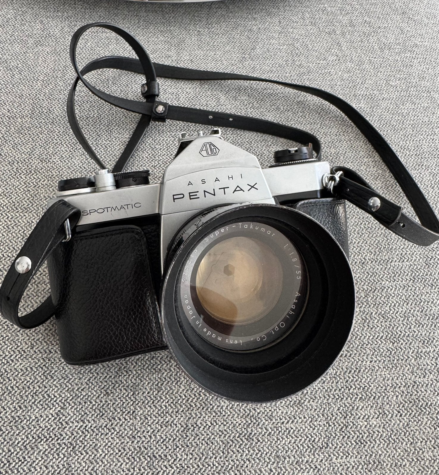 Asahi Pentax Spotmatic SP + Super-Takumar 55mm f/1.8, Audio, Tv en Foto, Fotocamera's Analoog, Ophalen of Verzenden, Gebruikt