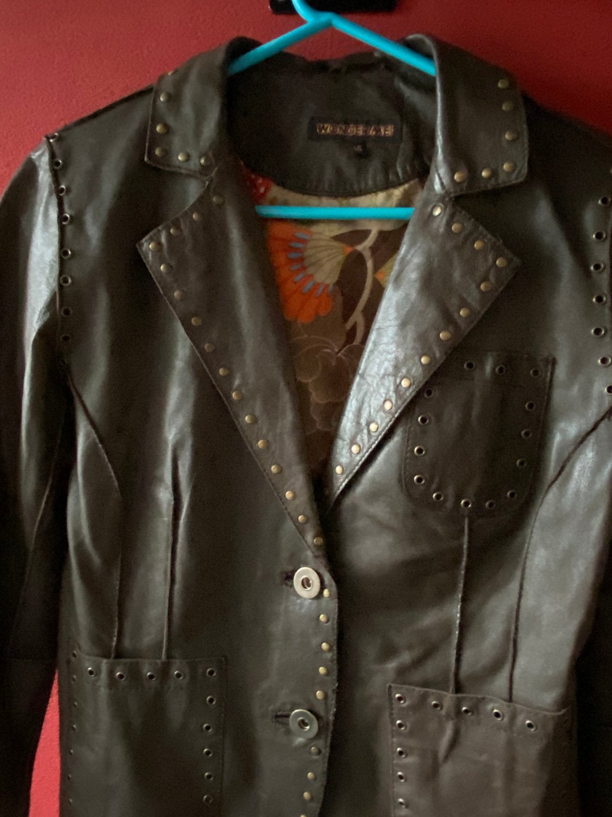 Bruin leren jasje met studs van Wonder Me maat 40. ZGAN, Maat 38/40 (M), Bruin, Ophalen of Verzenden, Zo goed als nieuw