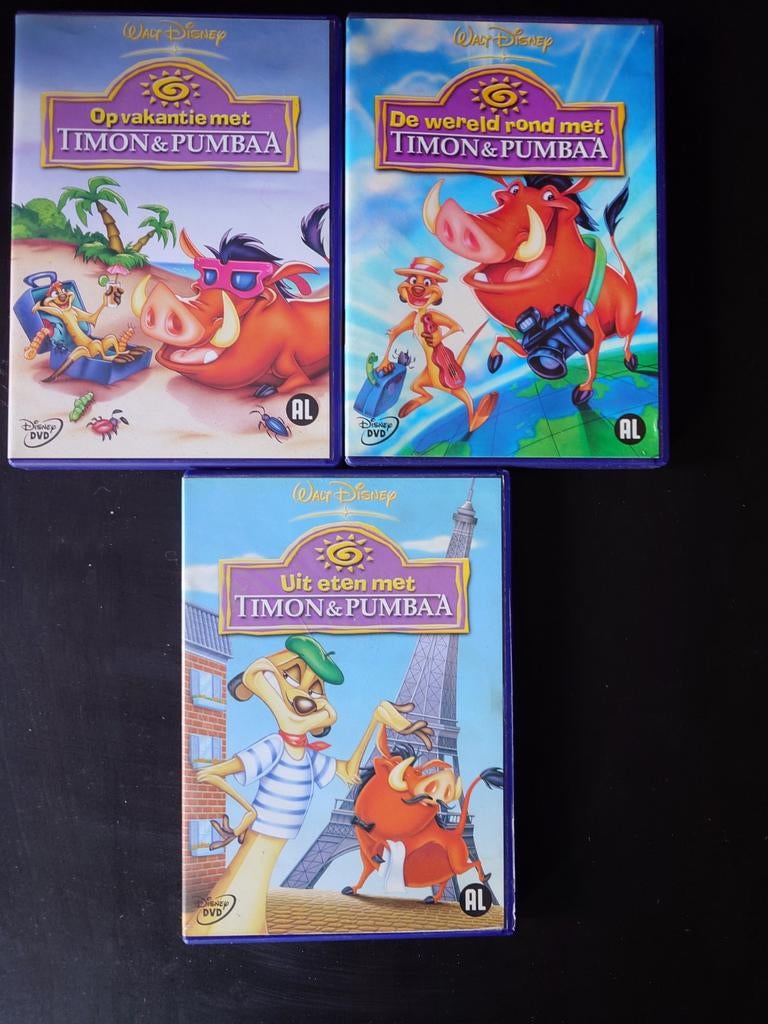 Timon & Pumbaa 3x DvDs, Alle leeftijden, Ophalen of Verzenden, Zo goed als nieuw