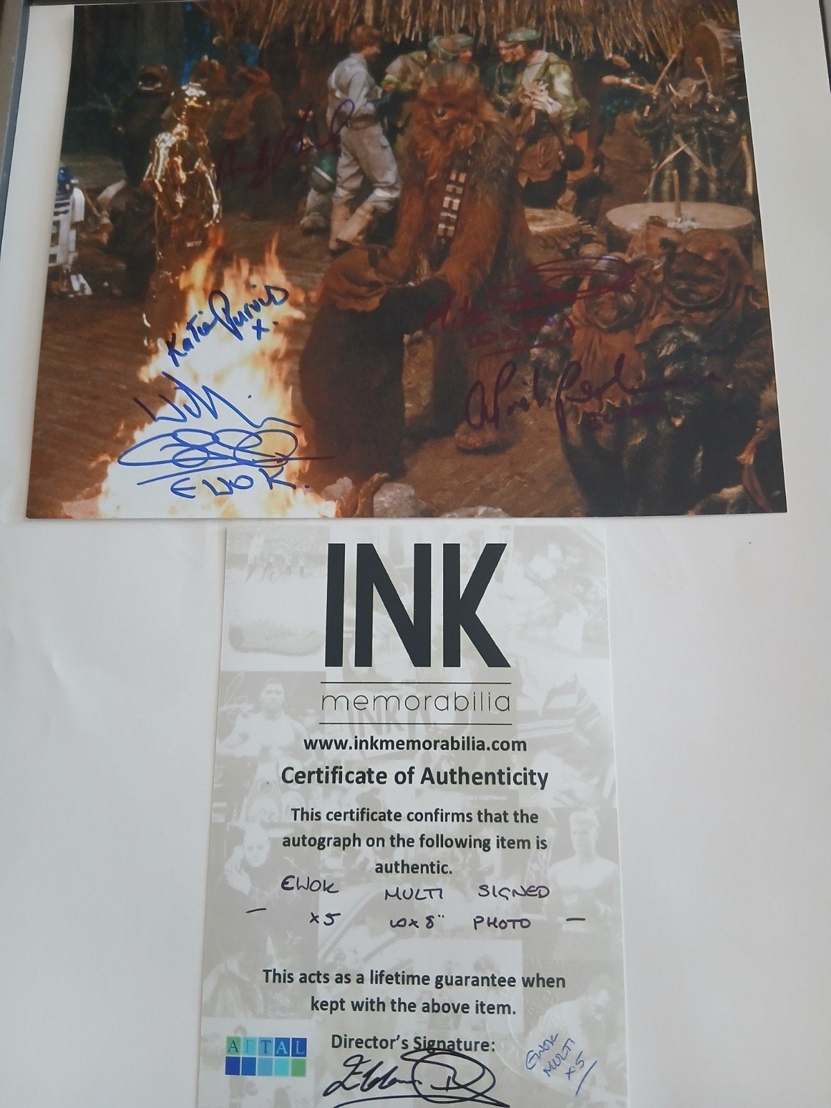 Star Wars Ewok Multi-Signed Foto met COA, Ophalen of Verzenden