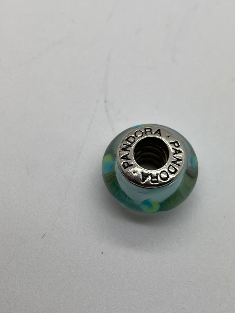 D379 Pandora zilveren glaskraal mintgroen, Sieraden, Tassen en Uiterlijk, Bedels, Pandora, Ophalen of Verzenden, X, Zilver