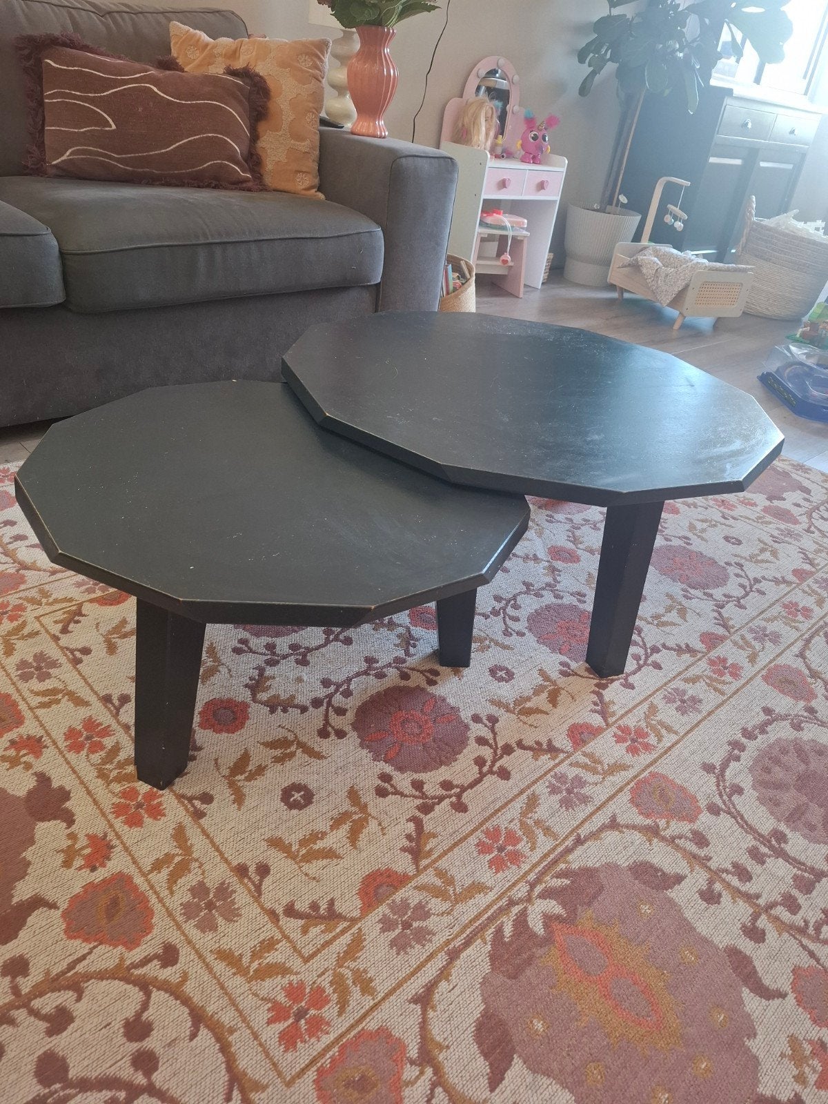 Opknap salontafels, diameter 80 en 60 cm, Huis en Inrichting, Ophalen, Gebruikt, 50 tot 100 cm, 50 tot 100 cm