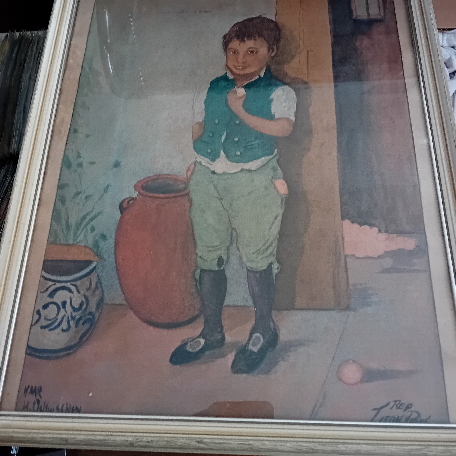 Jongen met kruik - Klassiek schilderij, Antiek en Kunst, Ophalen of Verzenden