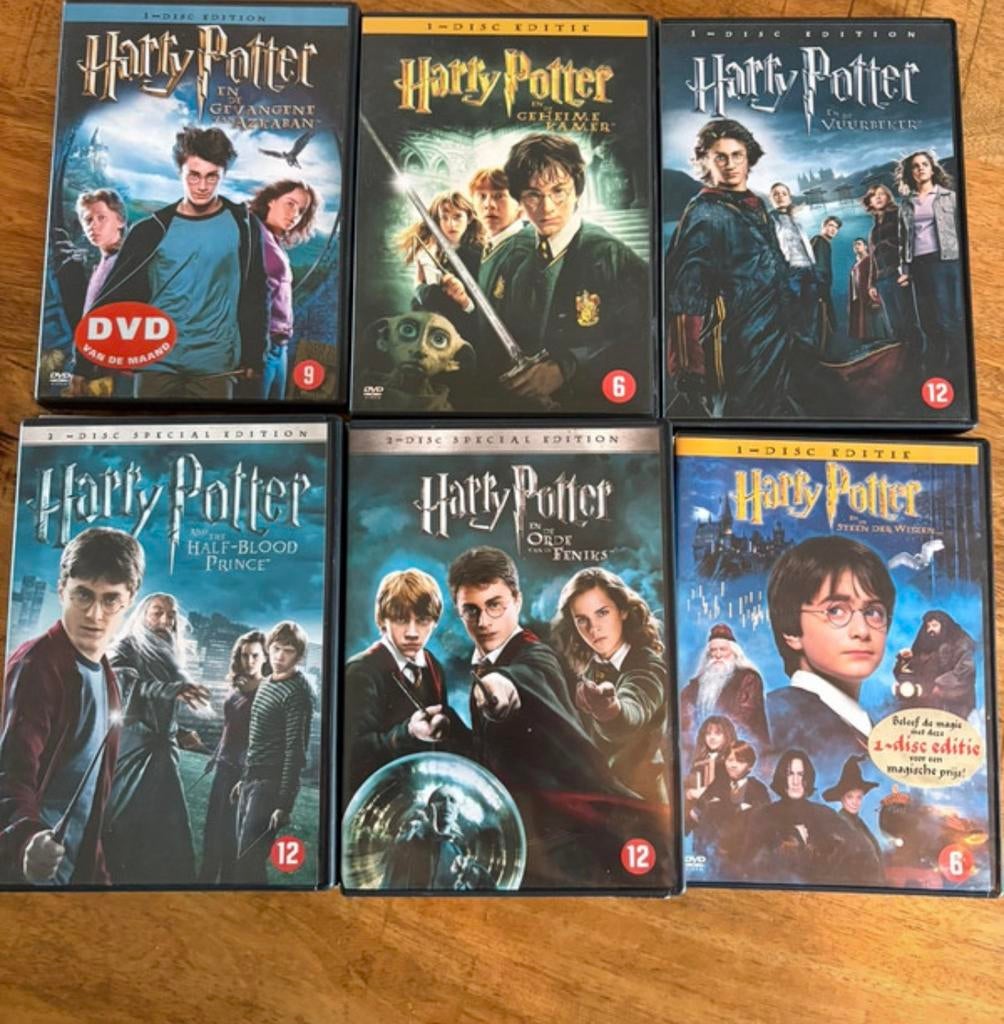 6 Harry Potter dvd’s, Verzamelen, Harry Potter, Ophalen of Verzenden, Zo goed als nieuw, Boek of Poster