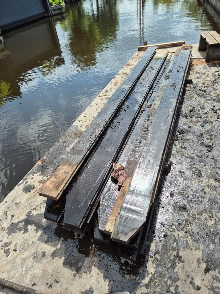 Gebruikte houten planken, azobe, Geïmpregneerd, Gebruikt, 25 tot 50 mm, Ophalen of Verzenden