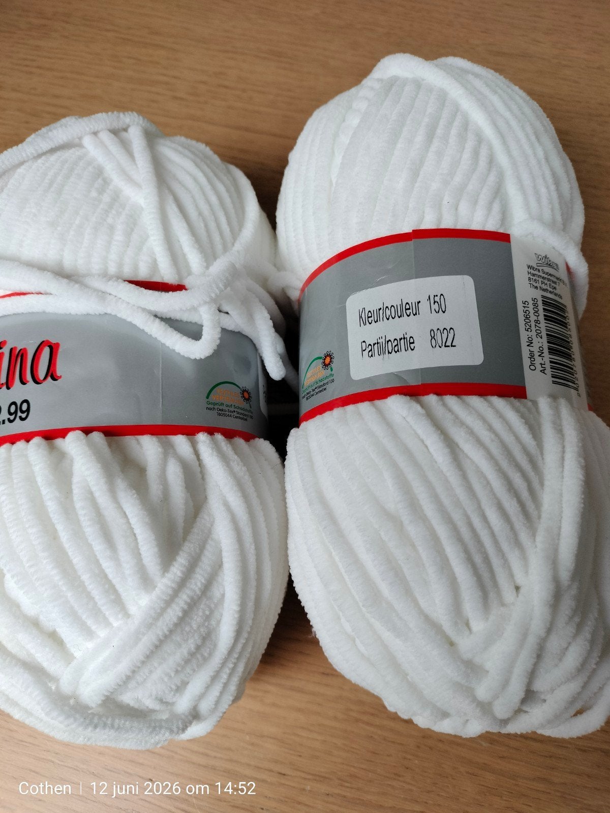 Zacht wit chenille garen - perfect voor breien/haken, Ophalen of Verzenden, Nieuw, Breien of Haken, Wol of Garen