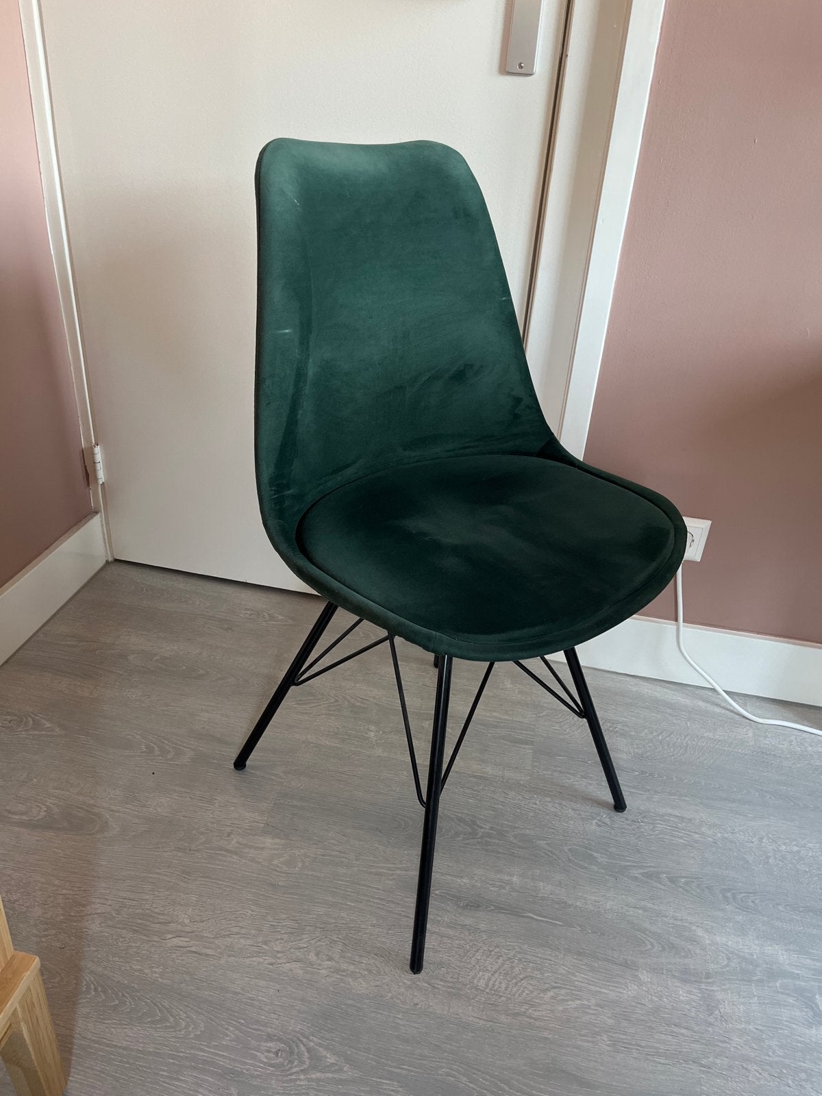 Stoel van Kick Collection - Groen fluweel, Huis en Inrichting, Stoelen, Ophalen, Gebruikt, Overige kleuren, Eén