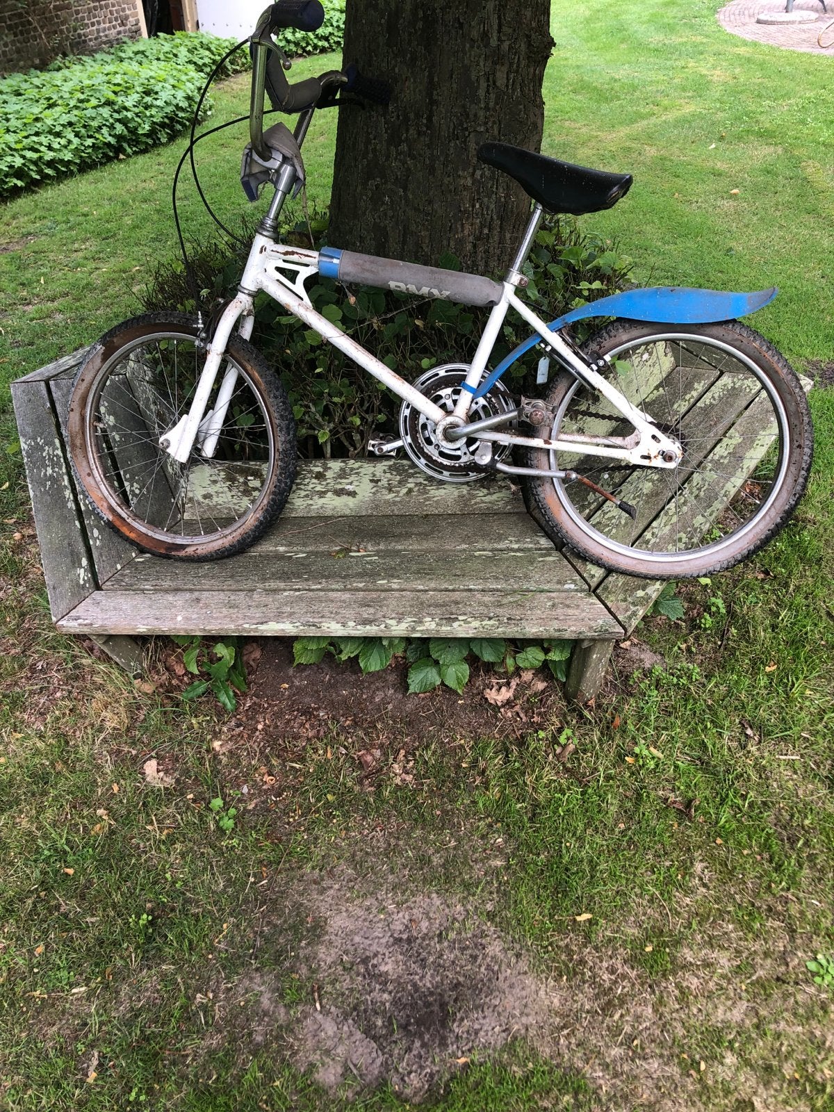 Vintage BMX Fiets - Wit met Blauwe Details, Ophalen, Gebruikt, Staal, Velgrem