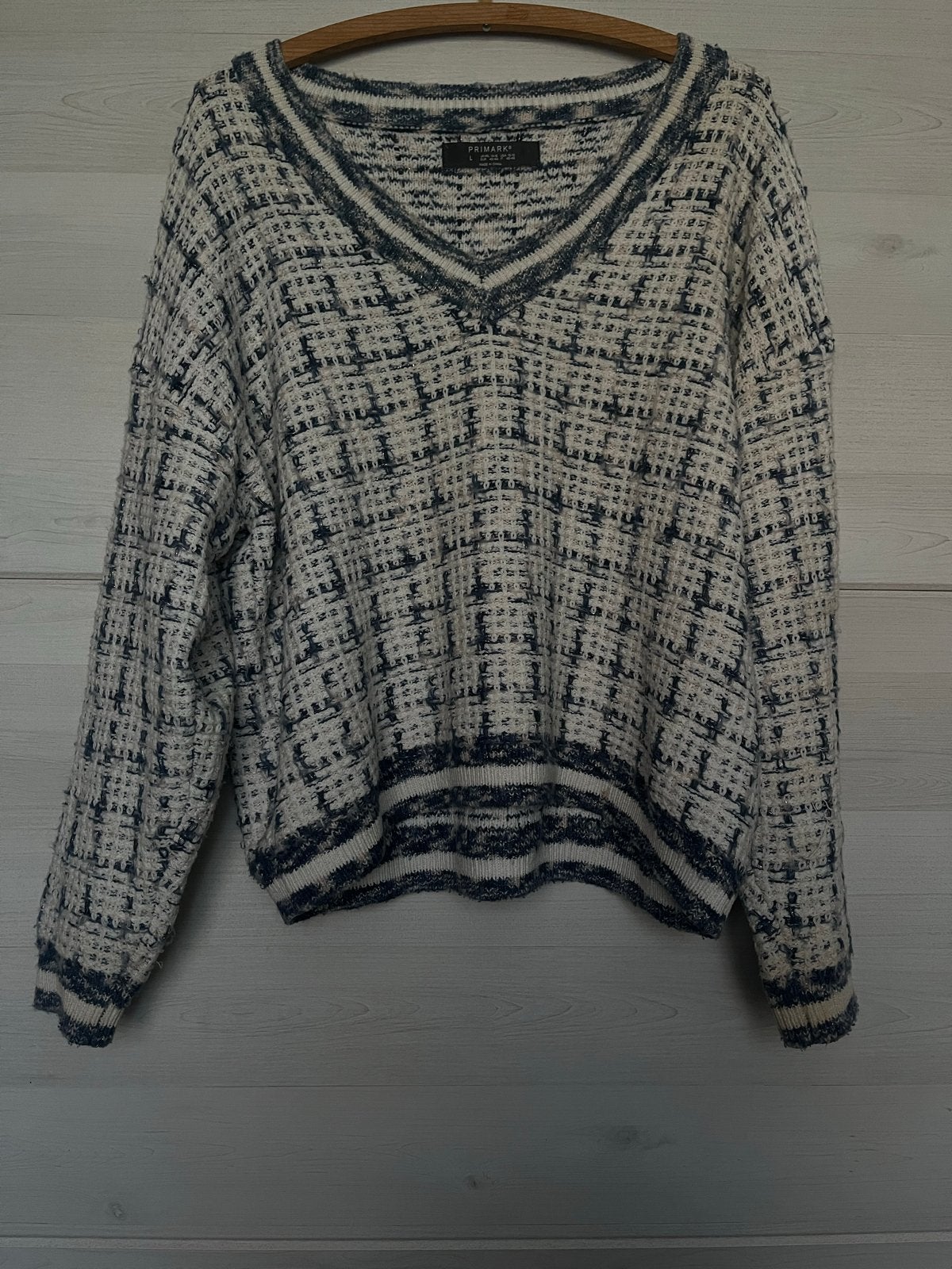 Primark gebreide trui met V-hals, Ophalen of Verzenden, Gedragen, Maat 36 (S), Wit