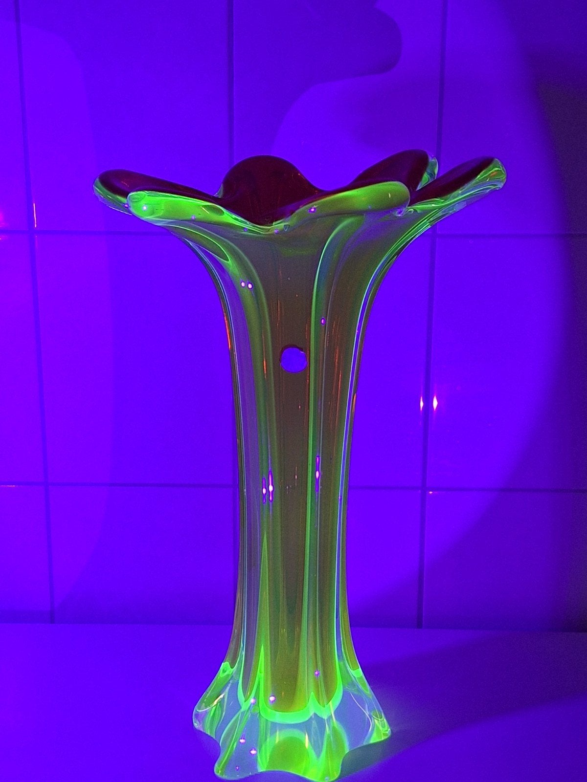 Murano XXL Splash Vaas, Uranium Glas, Barovier & Toso 1950, Ophalen