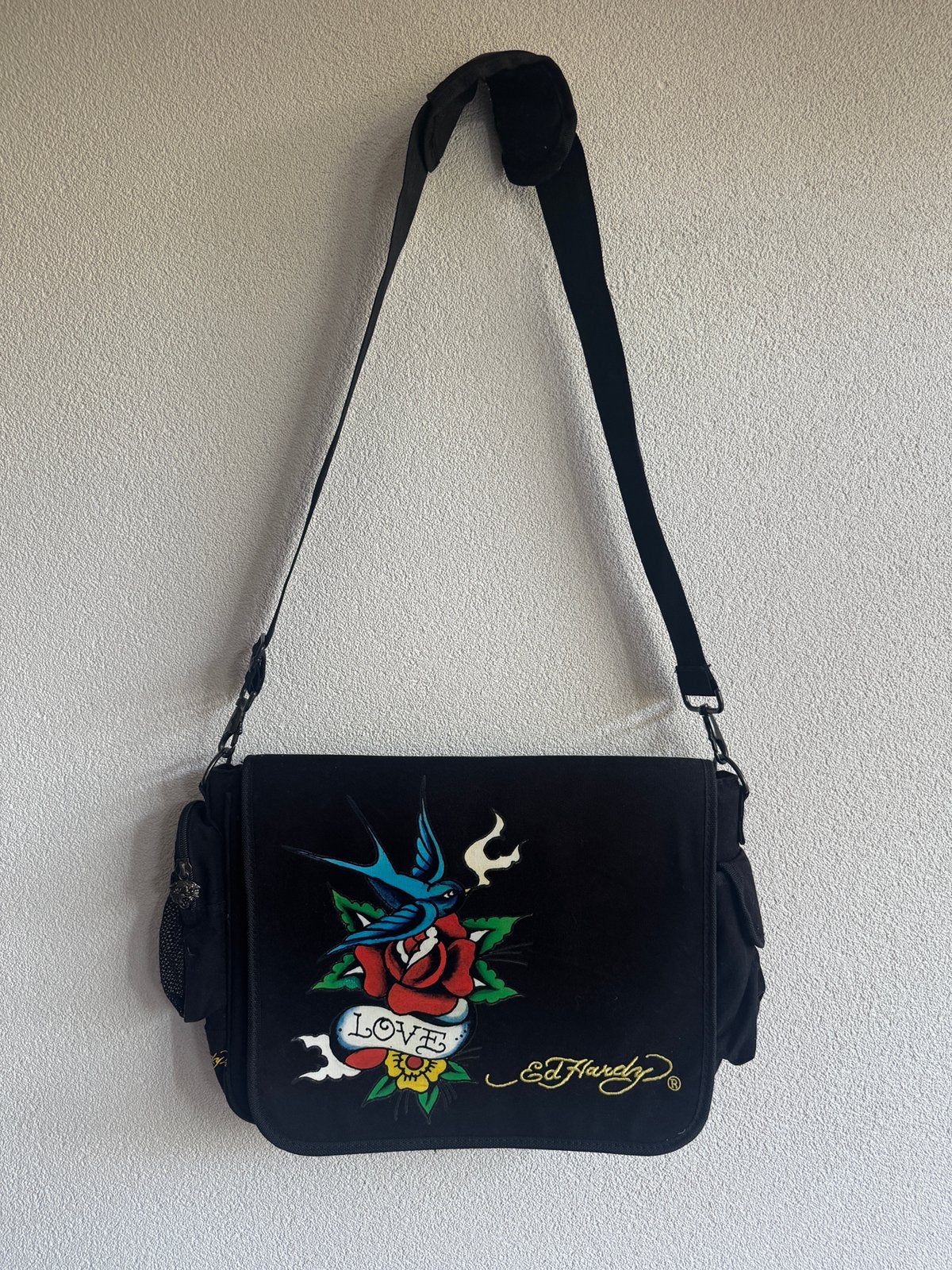 Vintage Y2K Ed Hardy schouder tas, Overige merken, Ed Hardy, Zwart, Ophalen of Verzenden