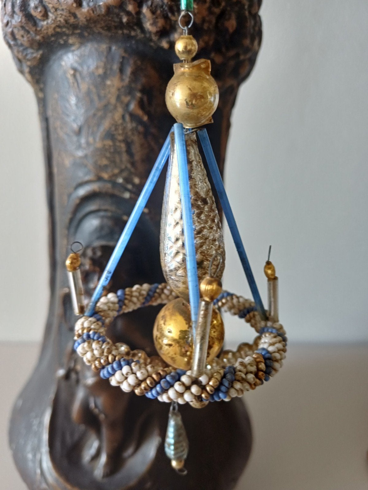 oude kerstbal van glas kroonluchter, Ophalen of Verzenden