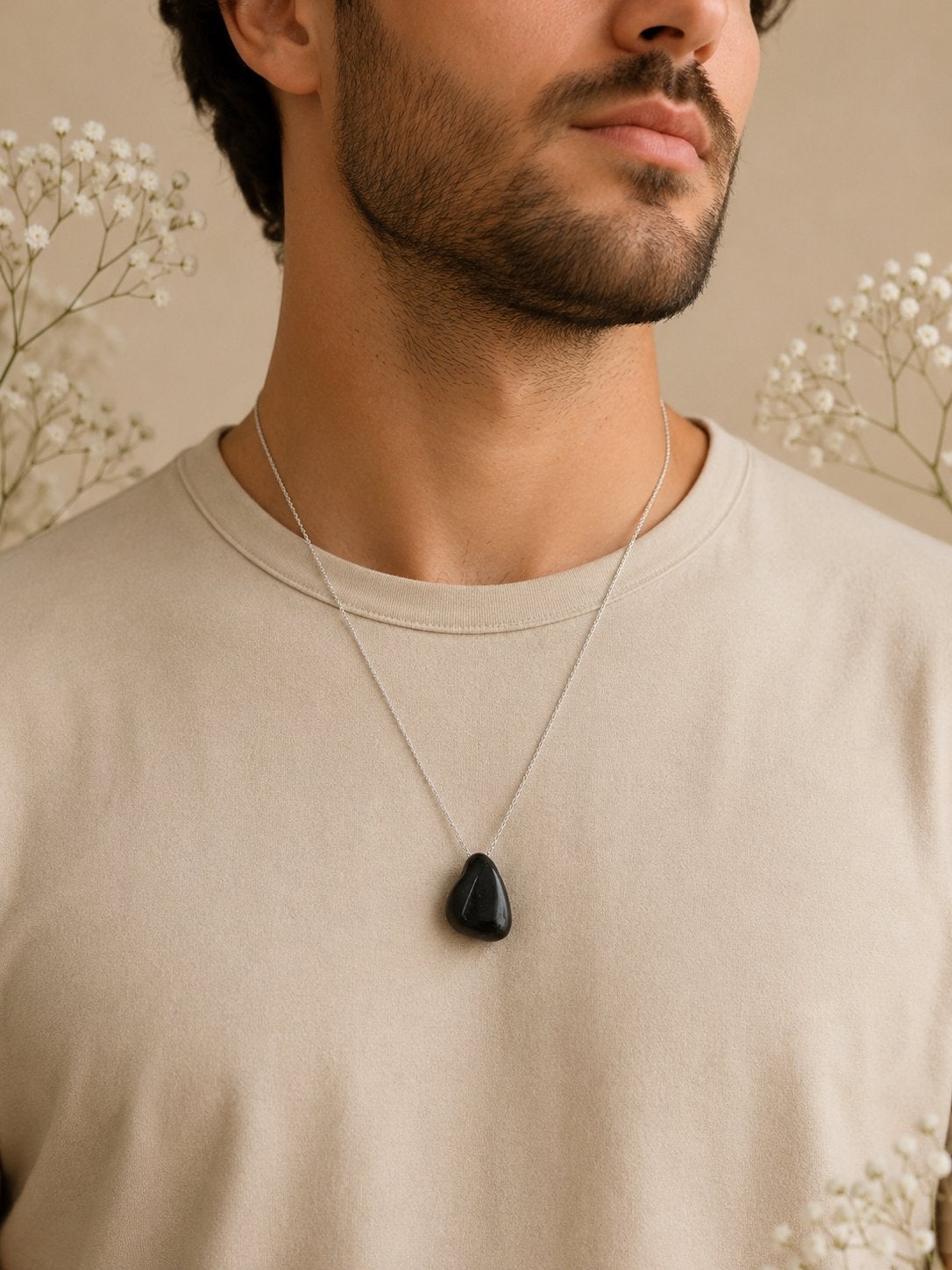 Shungiet Hanger Druppel met Ketting, Zwart, Nieuw, Ophalen of Verzenden, Steen of Mineraal